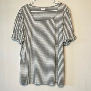 Wiholl Striped Women’s Square Neck Pullover Top Blouse Size XXL Stretch.